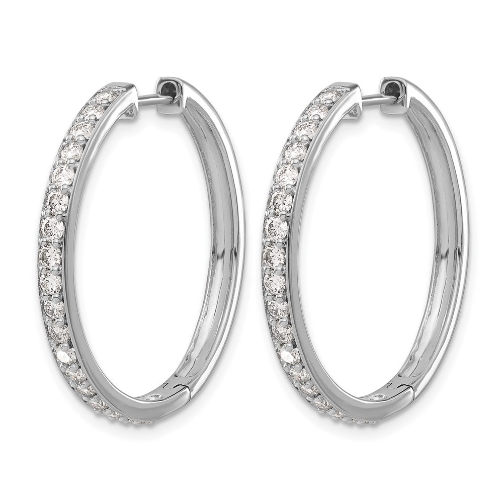 14k White Gold Diamond Hinged Hoop Earrings - View 2