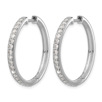 14k White Gold Diamond Hinged Hoop Earrings - View 2