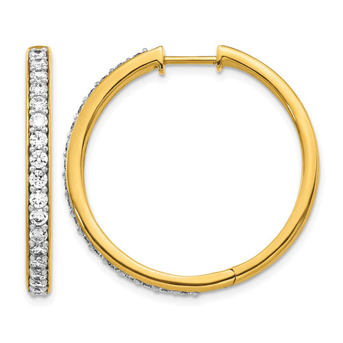 14k 1.25 carat Diamond Hinged Round Hoop Earrings
