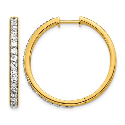 14k 1.25 carat Diamond Hinged Round Hoop Earrings