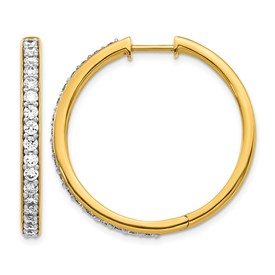 14k 1.25 carat Diamond Hinged Round Hoop Earrings