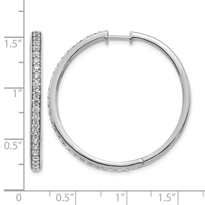 14k White Gold Diamond Hinged Hoop Earrings - View 4