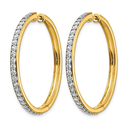 14k 1.25 carat Diamond Hinged Round Hoop Earrings