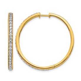 14k 1.25 carat Diamond Hinged Round Hoop Earrings