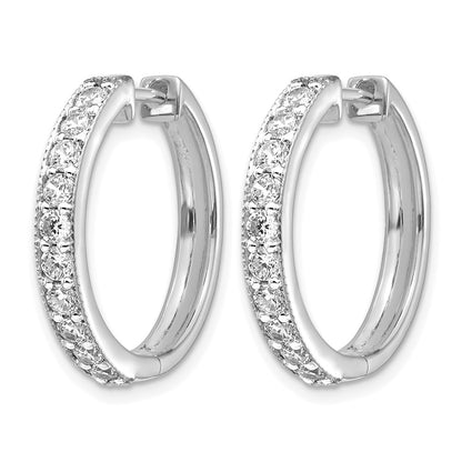 14k White Gold 1 carat Diamond Milgrain Hinged Hoop Earrings