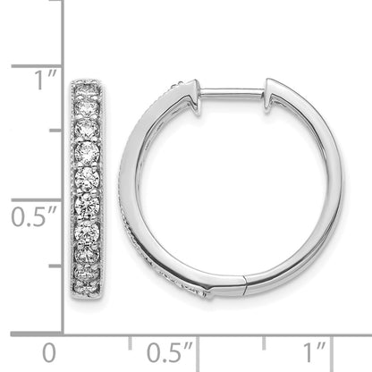 14k White Gold 1 carat Diamond Milgrain Hinged Hoop Earrings