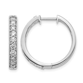 14k White Gold 1 carat Diamond Milgrain Hinged Hoop Earrings