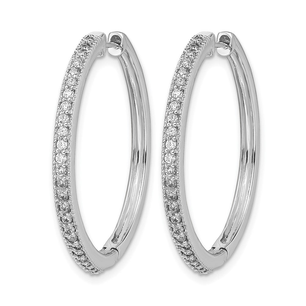 14k White Gold 1/2 carat Diamond Milgrain Hinged Hoop Earrings
