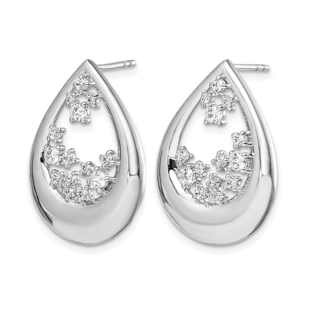 14k White Gold 3/4 carat Diamond Teardrop Post Earrings - View 2
