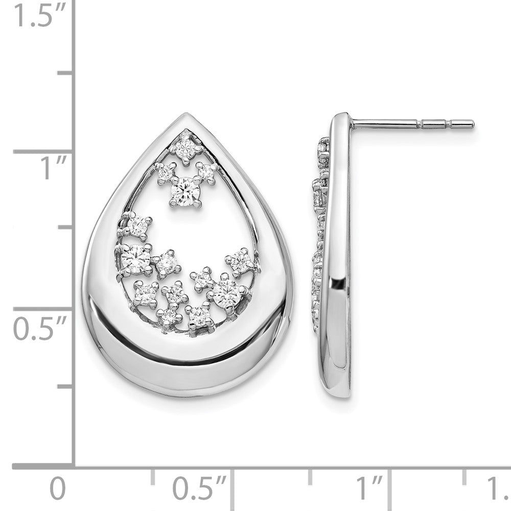 14k White Gold 3/4 carat Diamond Teardrop Post Earrings - View 4