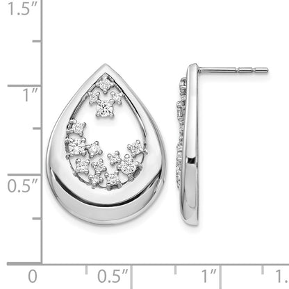 14k White Gold 3/4 carat Diamond Teardrop Post Earrings - View 4