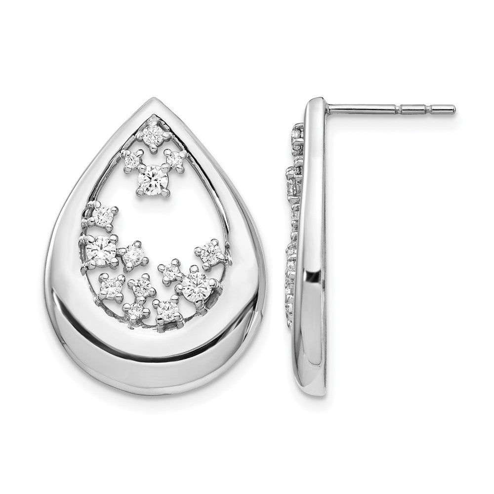 14k White Gold 3/4 carat Diamond Teardrop Post Earrings - View 1