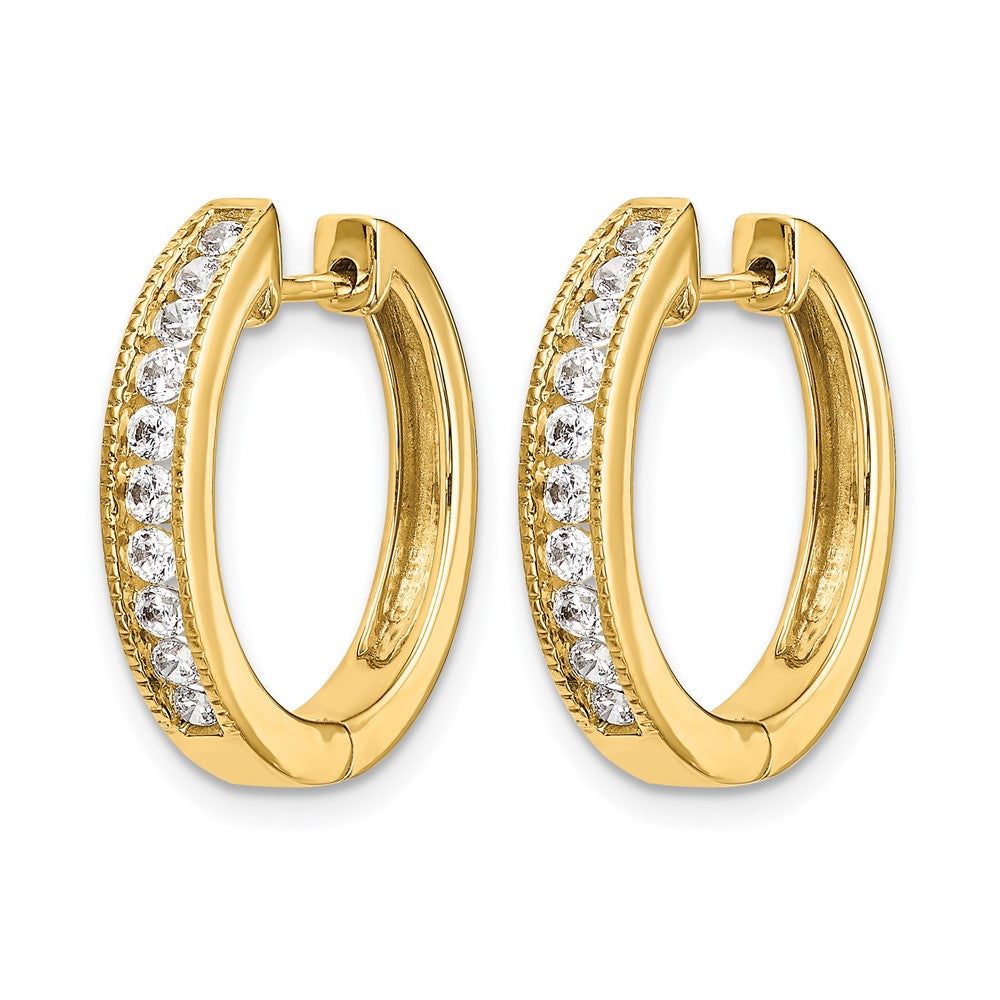 14k White Gold Diamond Hinged Hoop Earrings - Image 2