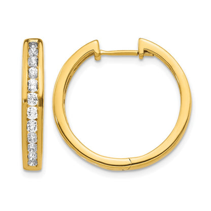 14k Diamond Hinged Hoop Earrings - View 1