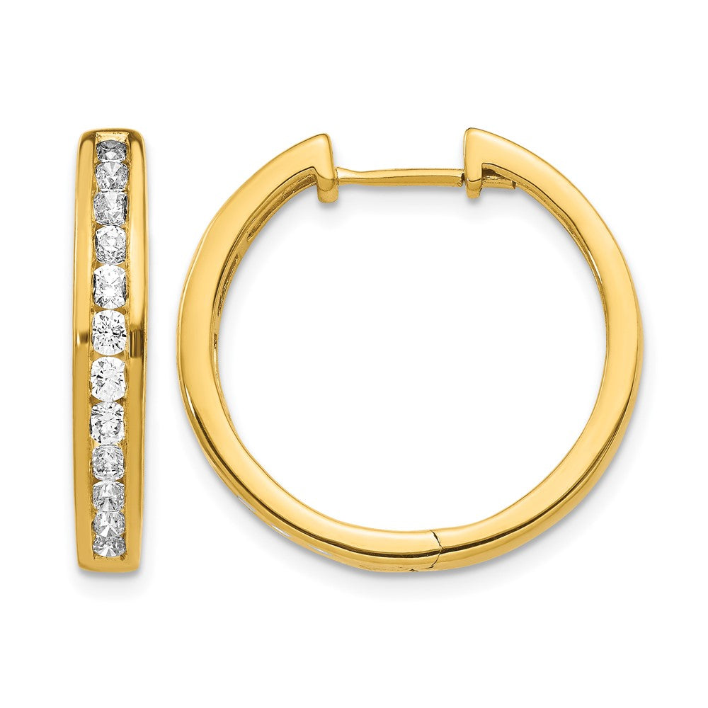 14k Diamond Hinged Hoop Earrings