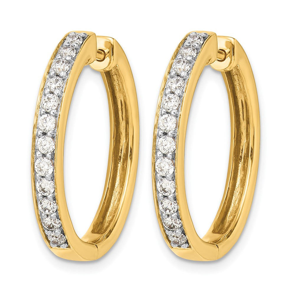 14k Diamond Hinged Hoop Earrings - View 2