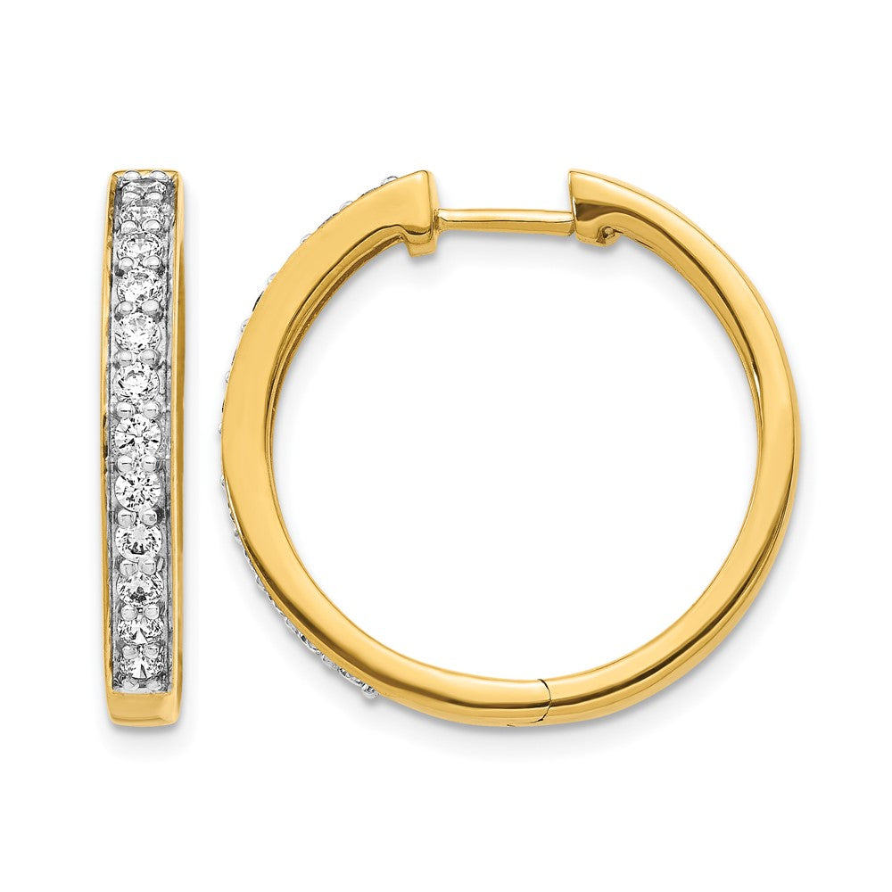 14k Diamond Hinged Hoop Earrings - View 1