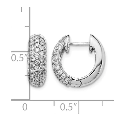 14k White Gold Diamond Hinged Hoop Earrings - View 4