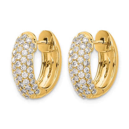 14k Gold Diamond Pave Hinged Hoop Earrings - Image 2