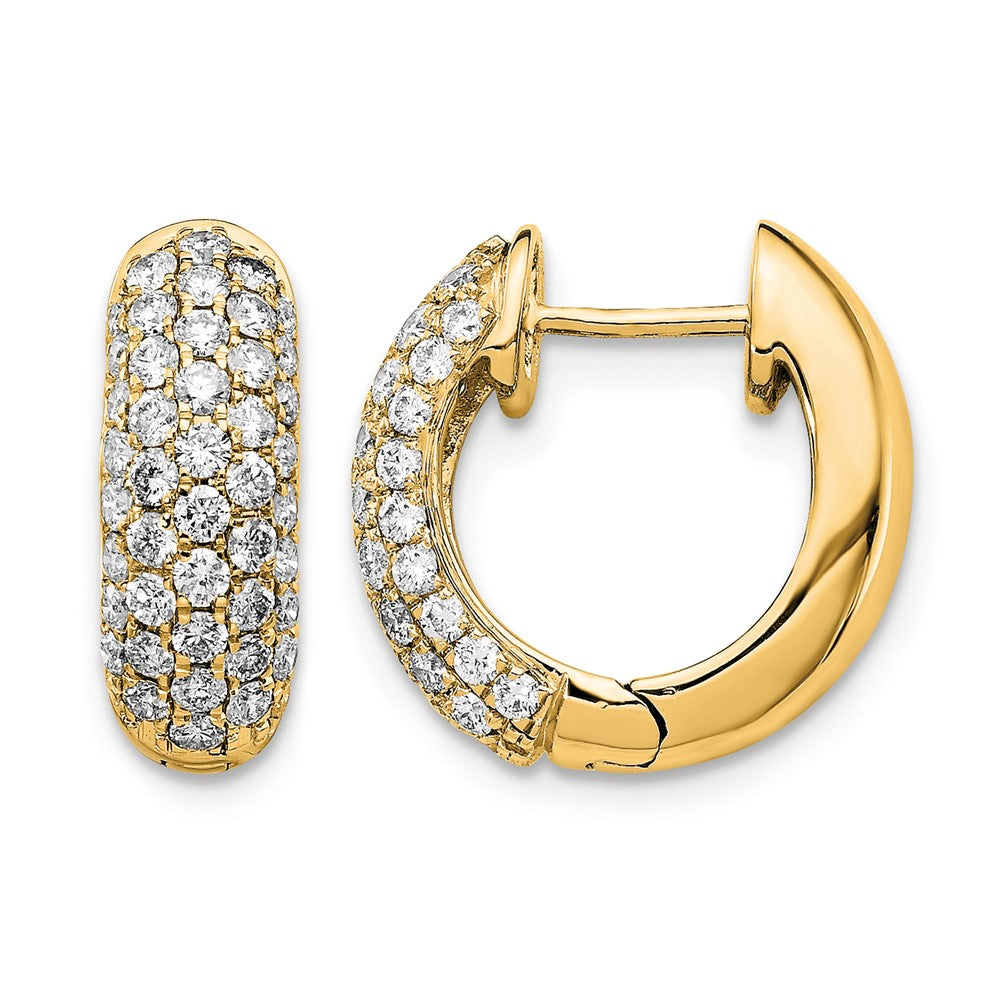 14k Gold Diamond Pave Hinged Hoop Earrings - Image 1