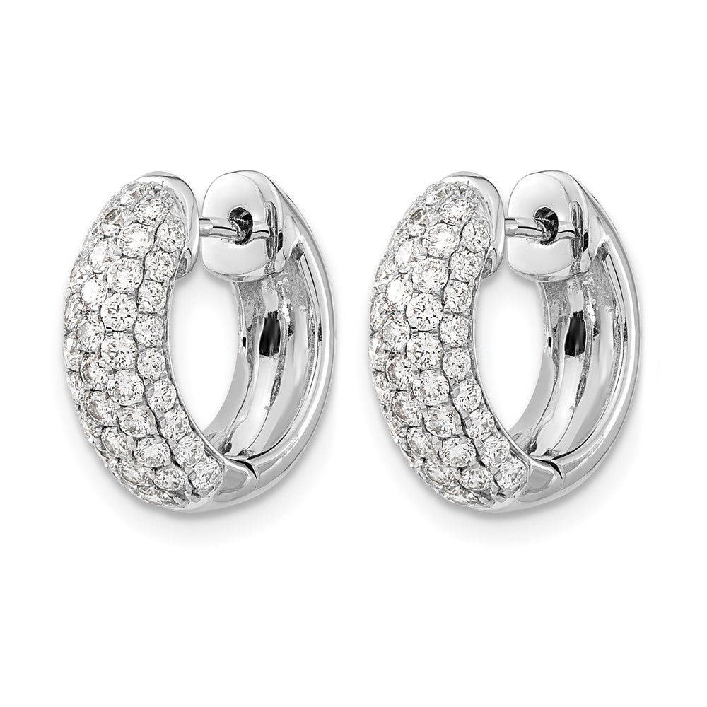 14k White Gold 1.2 carat Diamond Pave Hinged Hoop Earrings
