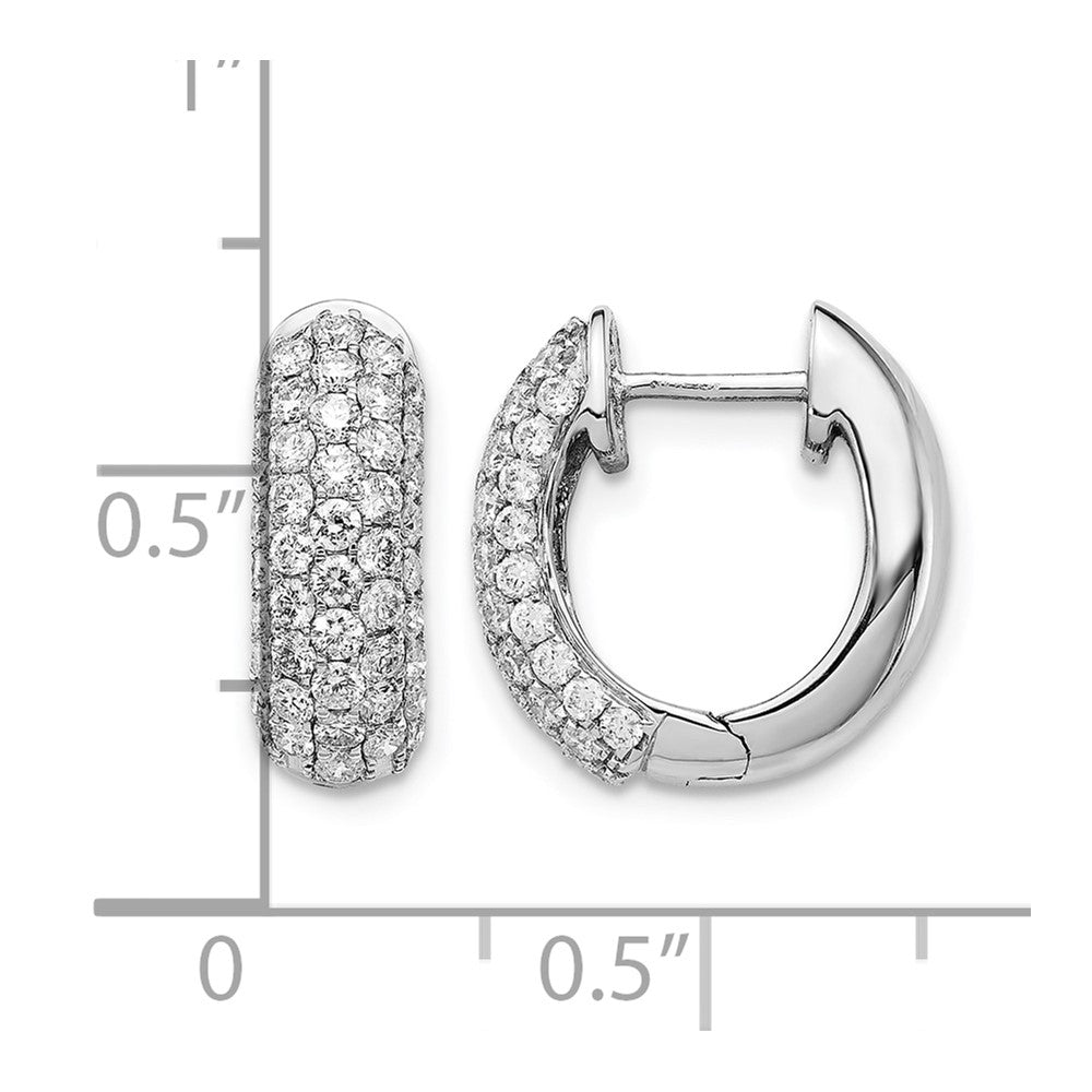 14k White Gold 1.2 carat Diamond Pave Hinged Hoop Earrings