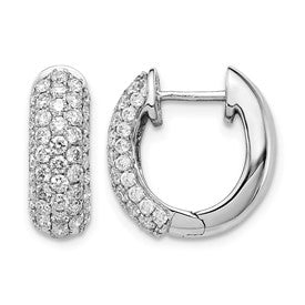 14k White Gold 1.2 carat Diamond Pave Hinged Hoop Earrings