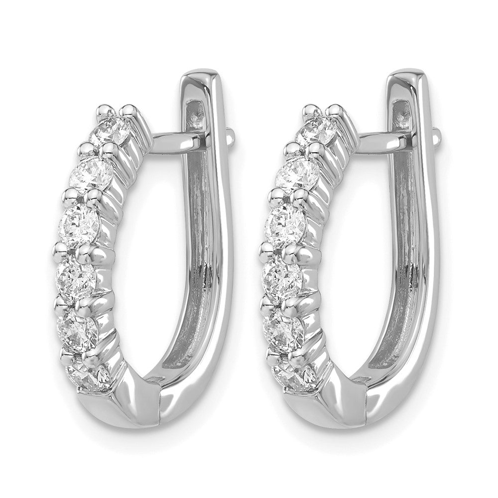 14k White Gold 3/4 carat Diamond Hinged Hoop Earrings