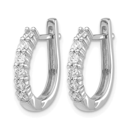 14k White Gold 3/4 carat Diamond Hinged Hoop Earrings