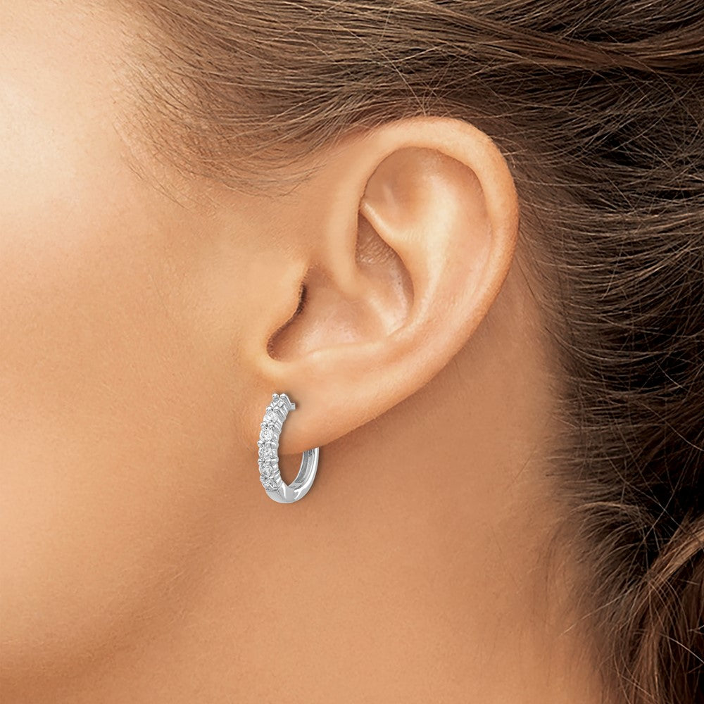 14k White Gold 3/4 carat Diamond Hinged Hoop Earrings