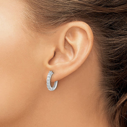 14k White Gold 3/4 carat Diamond Hinged Hoop Earrings