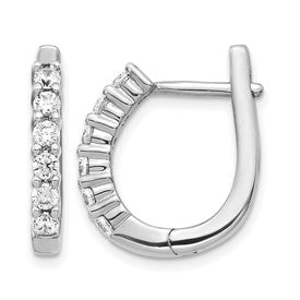 14k White Gold 3/4 carat Diamond Hinged Hoop Earrings