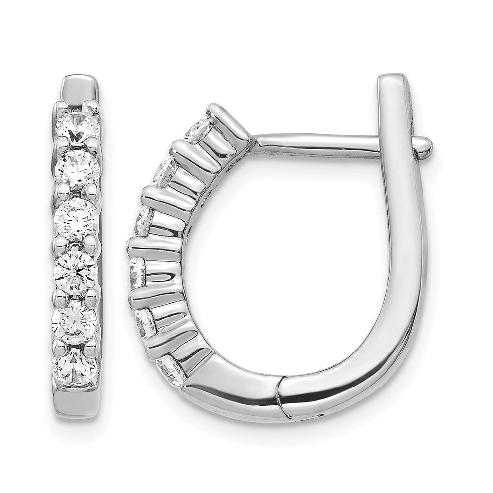 14k White Gold 3/4 carat Diamond Hinged Hoop Earrings