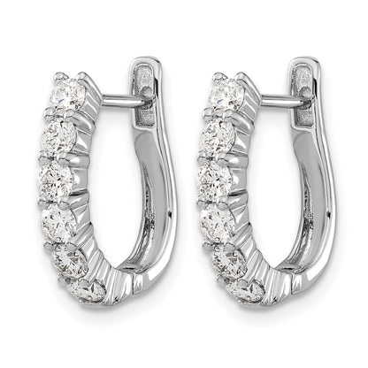 14k White Gold Diamond Hinged Hoop Earrings - View 2