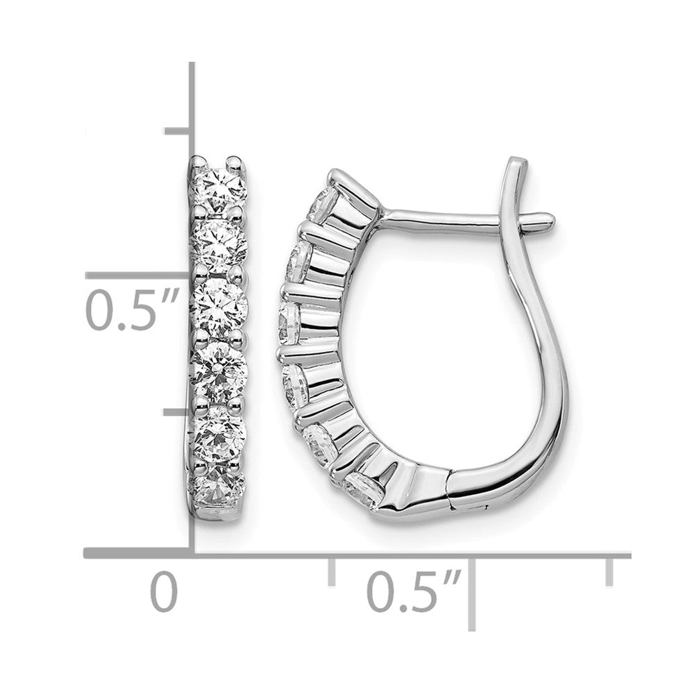 14k White Gold Diamond Hinged Hoop Earrings - View 4