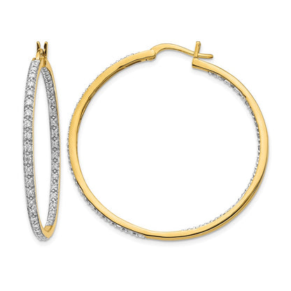 14k Diamond In/Out Hoop Earrings