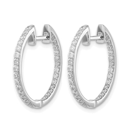 14k White Gold Diamond Hinged Hoop Earrings - Image 2