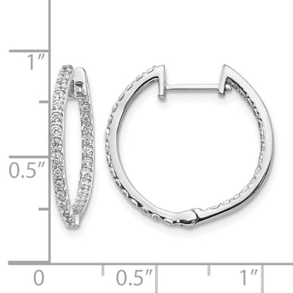 14k White Gold Diamond Hinged Hoop Earrings - Image 4