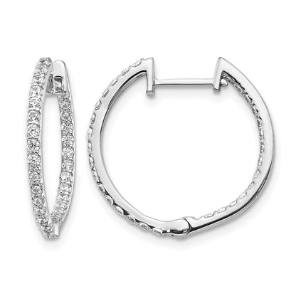 14k White Gold Diamond Hinged Hoop Earrings - Image 1