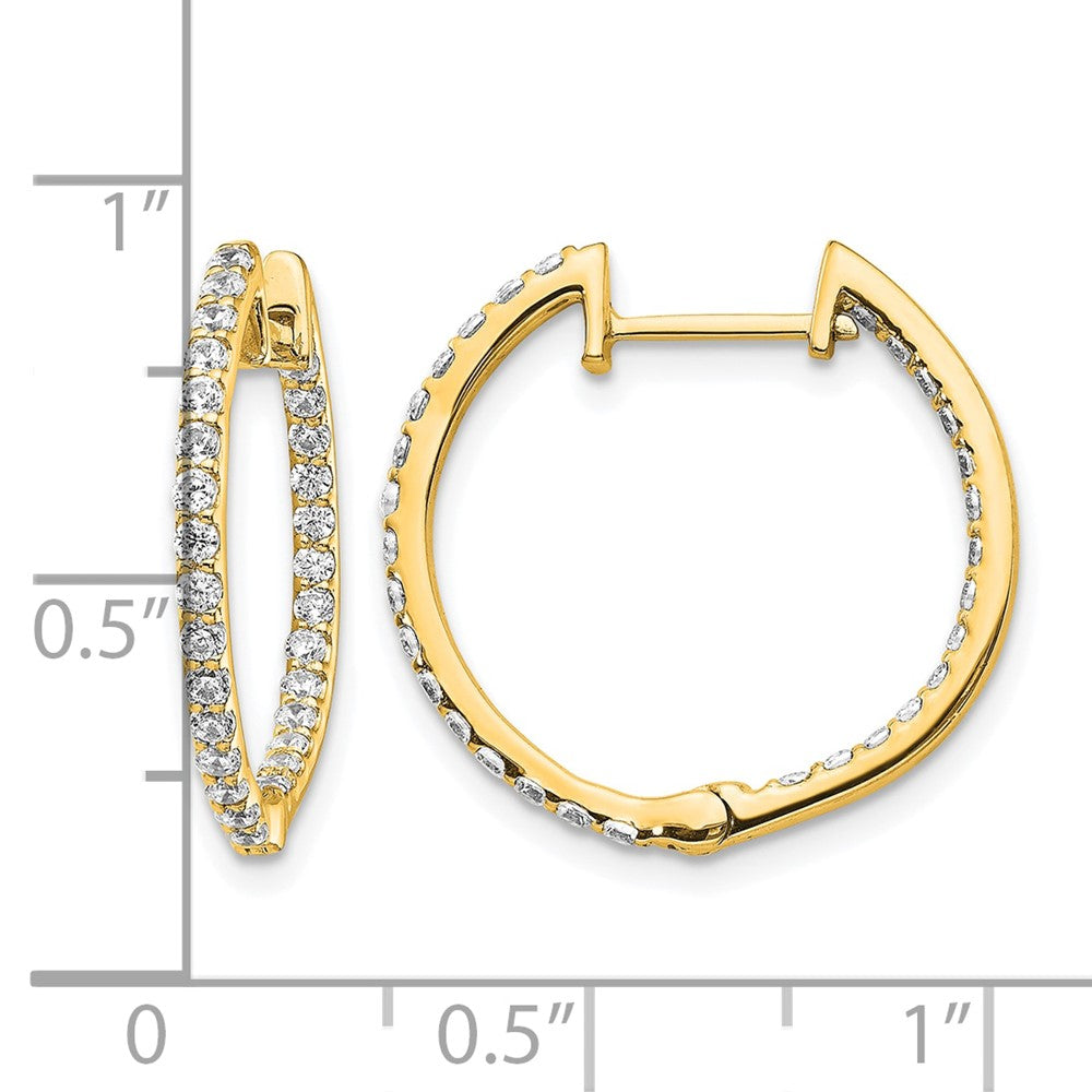 14k Gold Diamond Hinged Hoop Earrings - Image 4