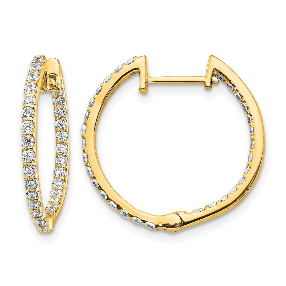14k Gold Diamond Hinged Hoop Earrings - Image 1