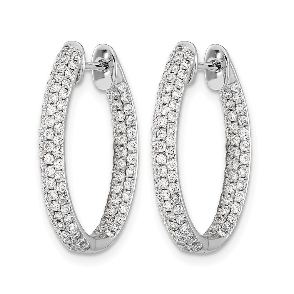 14k White Gold Diamond In/Out Hinged Hoop Earrings - View 2