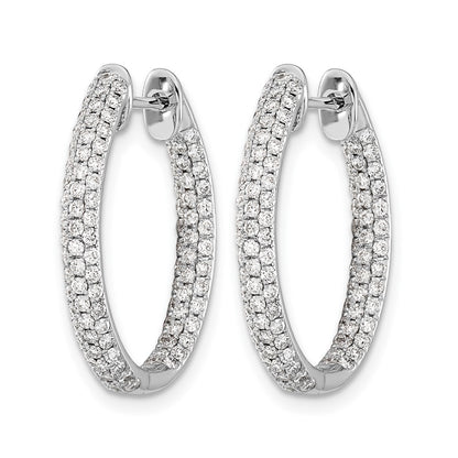 14k White Gold Diamond In/Out Hinged Hoop Earrings - View 2