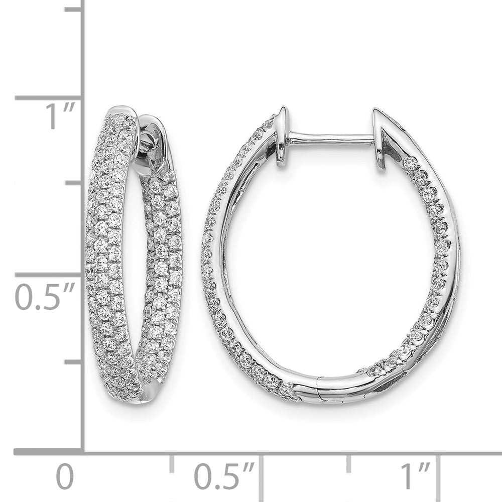 14k White Gold Diamond In/Out Hinged Hoop Earrings - View 4
