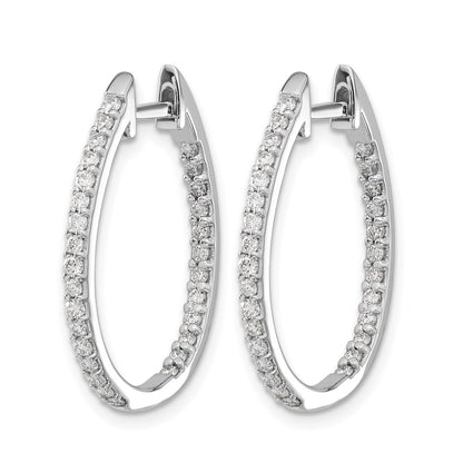 14k White Gold In/Out Diamond Hinged Hoop Earrings - View 2
