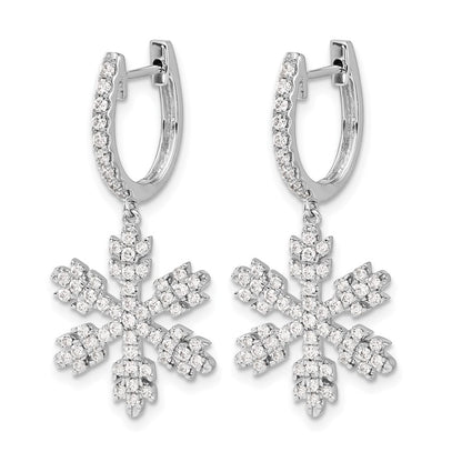 14k White Gold Diamond Snowflake Earrings - View 2