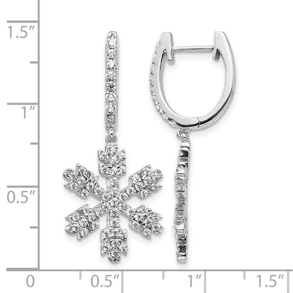14k White Gold Diamond Snowflake Earrings - View 4