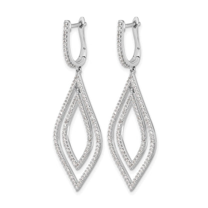 14k White Gold 1.1 carat Diamond Teardrop Hinged Dangle Earrings - View 2