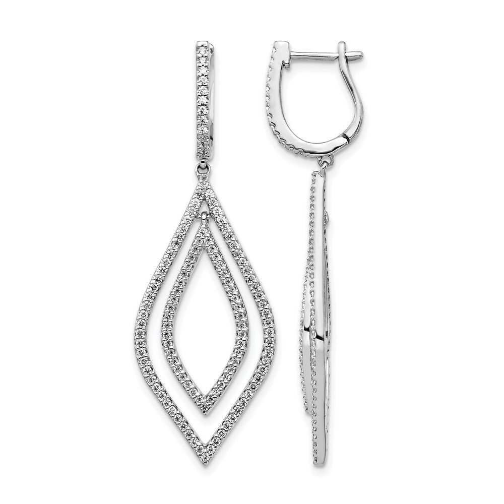 14k White Gold 1.1 carat Diamond Teardrop Hinged Dangle Earrings - View 1