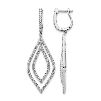 14k White Gold 1.1 carat Diamond Teardrop Hinged Dangle Earrings - View 1